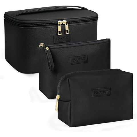 MAANGE收纳3件套闪促MAANGE PU化妆包 3件装 黑色