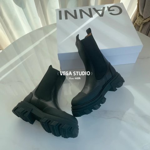 Ganni切尔西靴 圆头