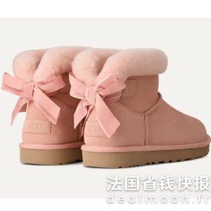 UGG这双也是嗲的我心融化 勤刷待补Mini Bailey粉色蝴蝶结短靴