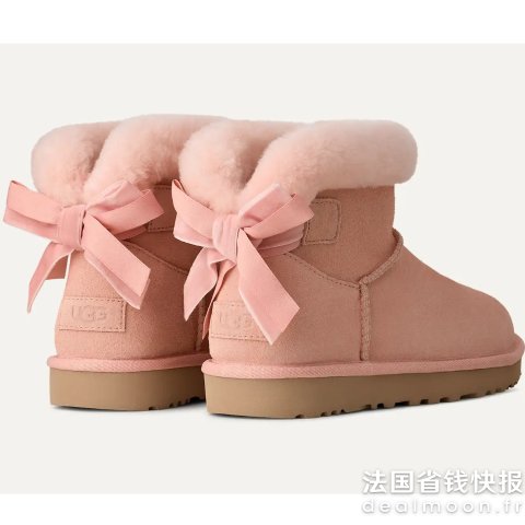 UGG这双也是嗲的我心融化 勤刷待补Mini Bailey粉色蝴蝶结短靴