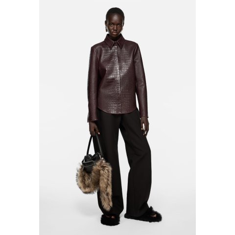 Acne StudiosFull-Grain Leather Shirt Jacket with Snake Print