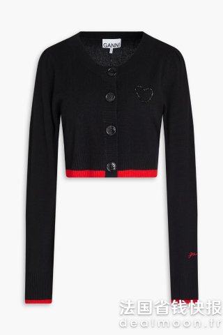 Ganni羊毛羊绒混纺珠饰开衫