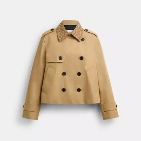 CoachShort Trench Coat with Signature Collar