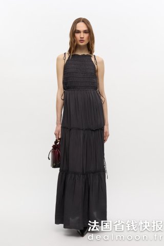 Ganni抽绳小黑裙