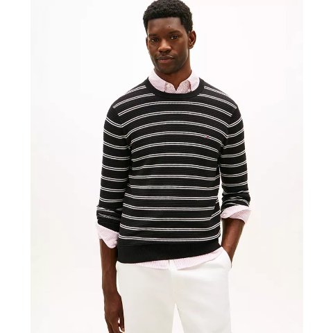 Tommy HilfigerMen s Cotton Textured Crewneck Sweater