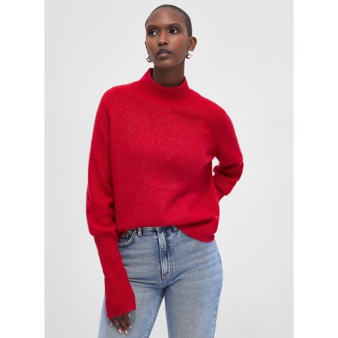 Mock-neck 羊毛混纺毛衣