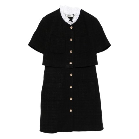 SandroTweed Mini Dress Button Detail