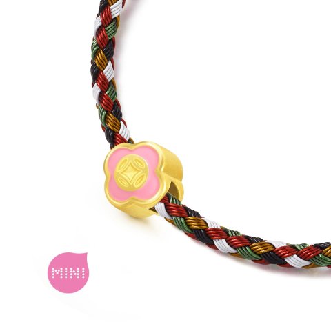 足金铜钱花串珠