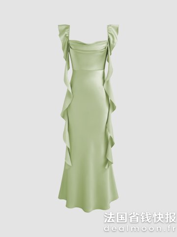 Slim Fit 缎面晚礼服长裙