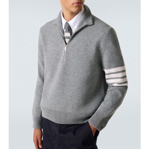 Thom Browne4-Bar Virgin Wool Half-Zip Sweatshirt