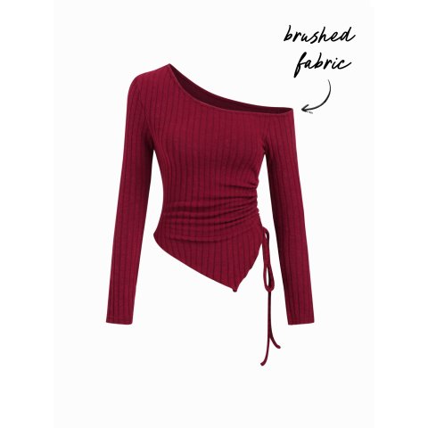 Asymmetrical Ruched抽绳针织上衣