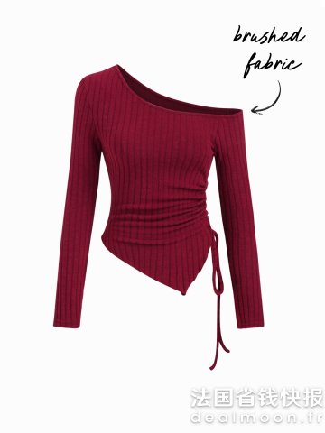 Asymmetrical Ruched抽绳针织上衣