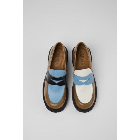 多色皮革乐福鞋