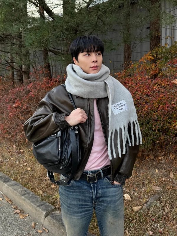 马海毛羊毛围巾 NCT Johnny同款