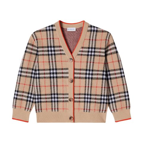 BurberryCheck Wool Cardigan