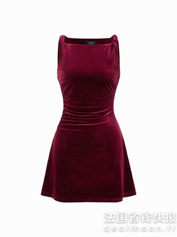  船领褶皱连衣裙 短款