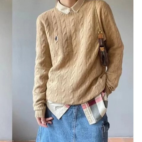 Polo Ralph Lauren卡其色好适合秋冬啊粗麻花毛衣