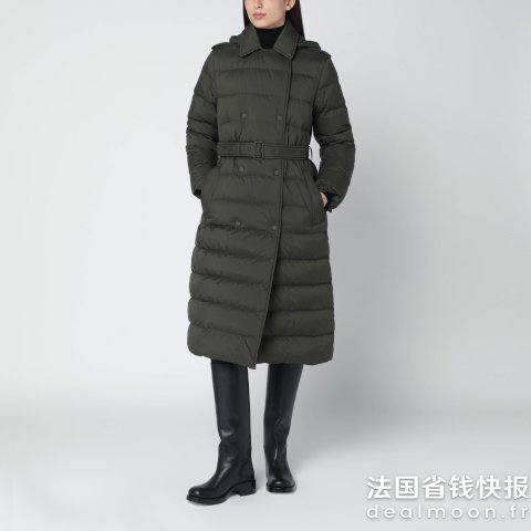 Burberry双排扣羽绒腰带大衣