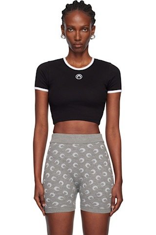 Black Moon Logo短款罗纹T恤