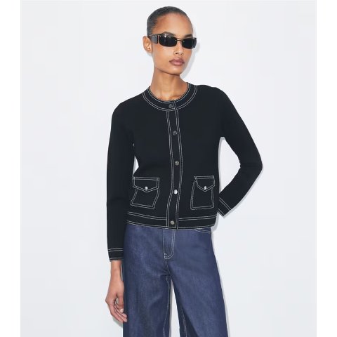 Tory BurchTOPSTITCH Wool Cardigan