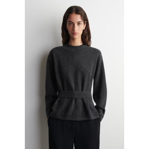 COSBelt-Detail Merino Wool Sweater