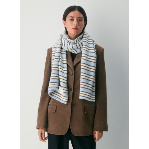 Cashmere 羊绒围巾蓝白条纹