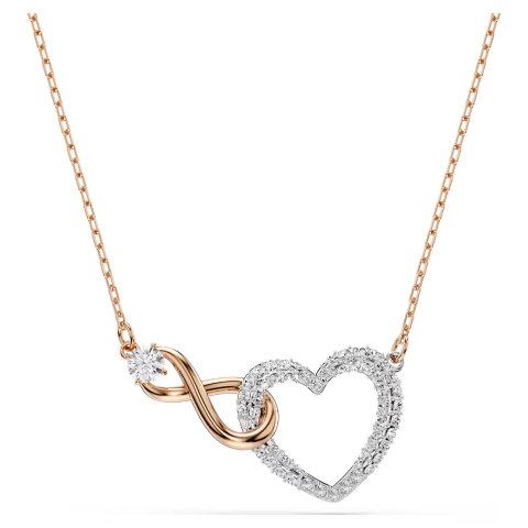 SwarovskiHyperbola Infinity Heart Necklace White Mixed Metal
