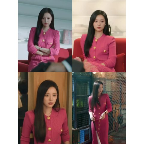 Balmain《眼泪女王》金智媛同款@无敌影堡粉色 镂空针织 罗纹