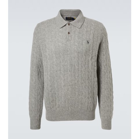 Polo Ralph LaurenCable-Knit Wool Cashmere Polo Sweatshirt