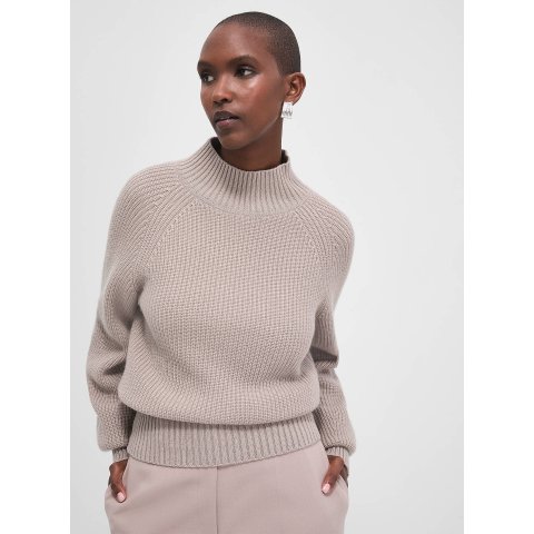 Mock-neck 羊毛混纺罗纹毛衣