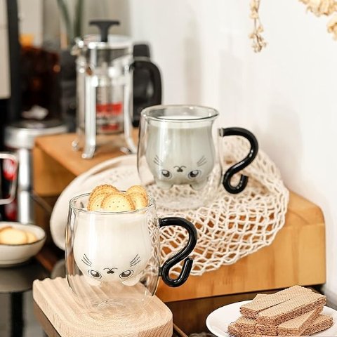 SHENDONG 猫咪玻璃杯 8.5盎司 2只装