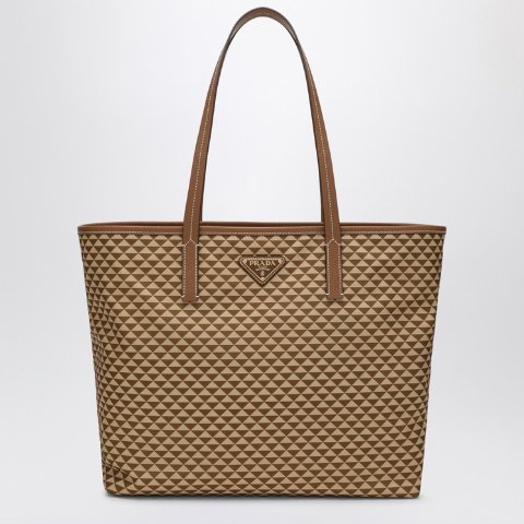 Re-Nylon 印花焦糖色单肩包