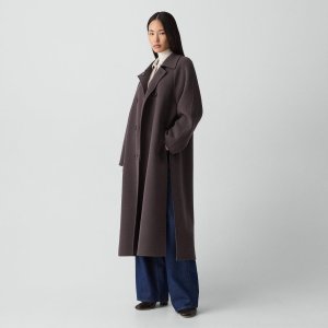Double-Breasted Long Coat Wool-Cashmere