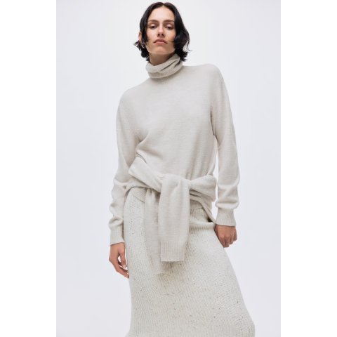 H&M高领毛衣 女士米色