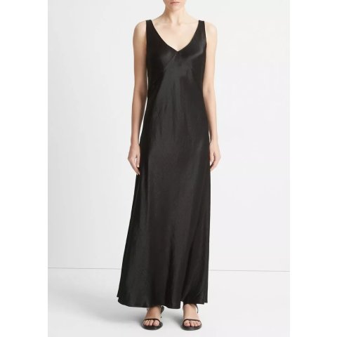 VinceSatin V-Neck Maxi Slip Dress