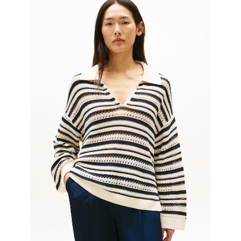 Crochet 宽松Polo毛衣