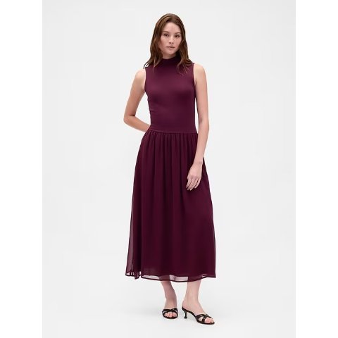 Modern 小高领拼接长裙