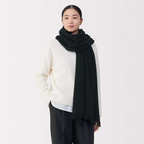 Muji100%羊毛流苏围巾