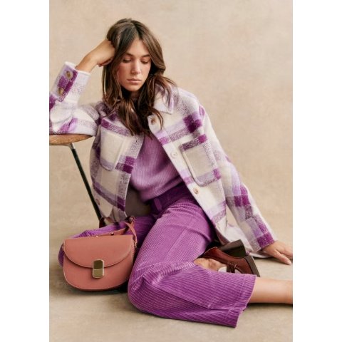 Paolo 紫色格纹大衣