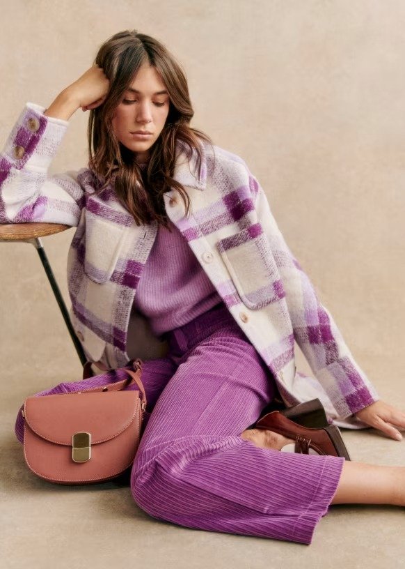 Paolo 紫色格纹大衣