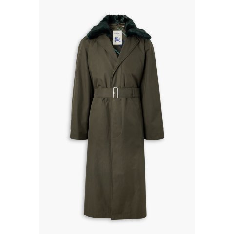 BurberryBelted Cotton-Gabardine Car Coat with Plush Trim