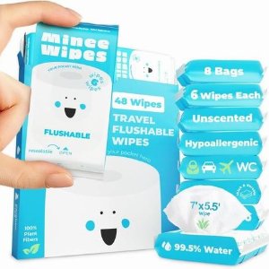 MOONIES 无香型 超便携芦荟可冲洗湿巾旅行装 8包