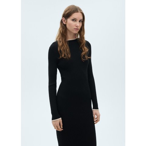 织带拼接针织连衣裙