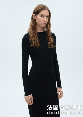 织带拼接针织连衣裙