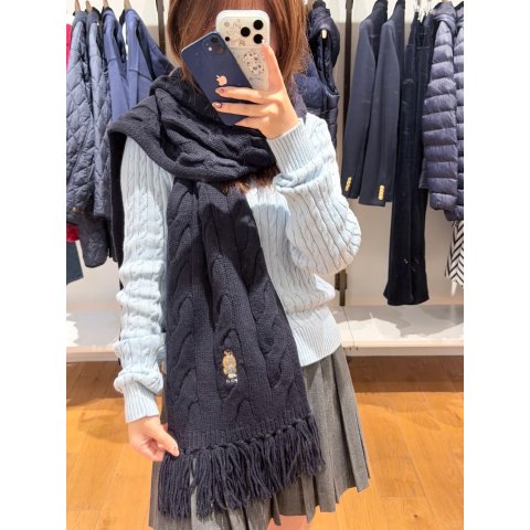 小熊纽纹羊毛围巾