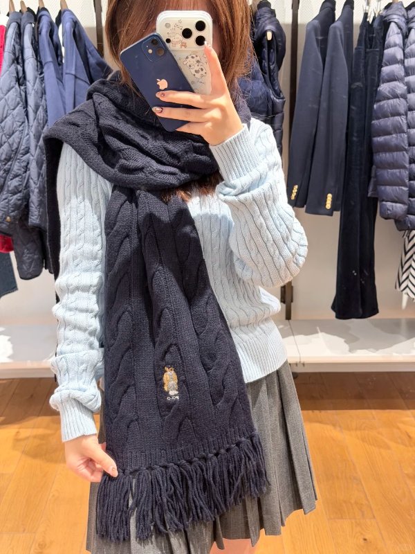 小熊纽纹羊毛围巾