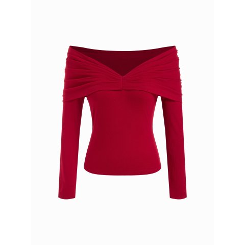 Knit 长袖露肩上衣