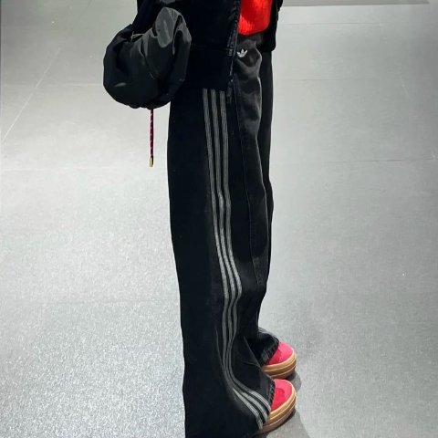 Adicolor 3-条纹牛仔运动裤@胖虎