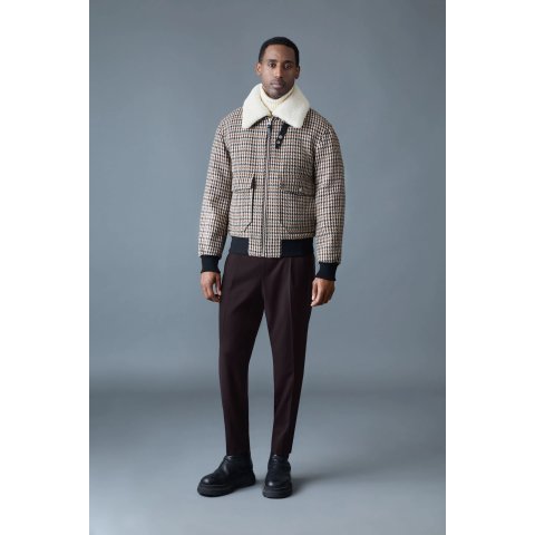 MackageRHETT-HT Houndstooth Wool Bomber Shearling Collar