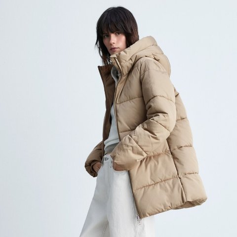 连帽中长款外套